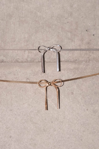[ 韓國連線 🇰🇷 百搭 ! 蝴蝶結手鏈 ] Snake Chain Ribbon Bracelet - Gold