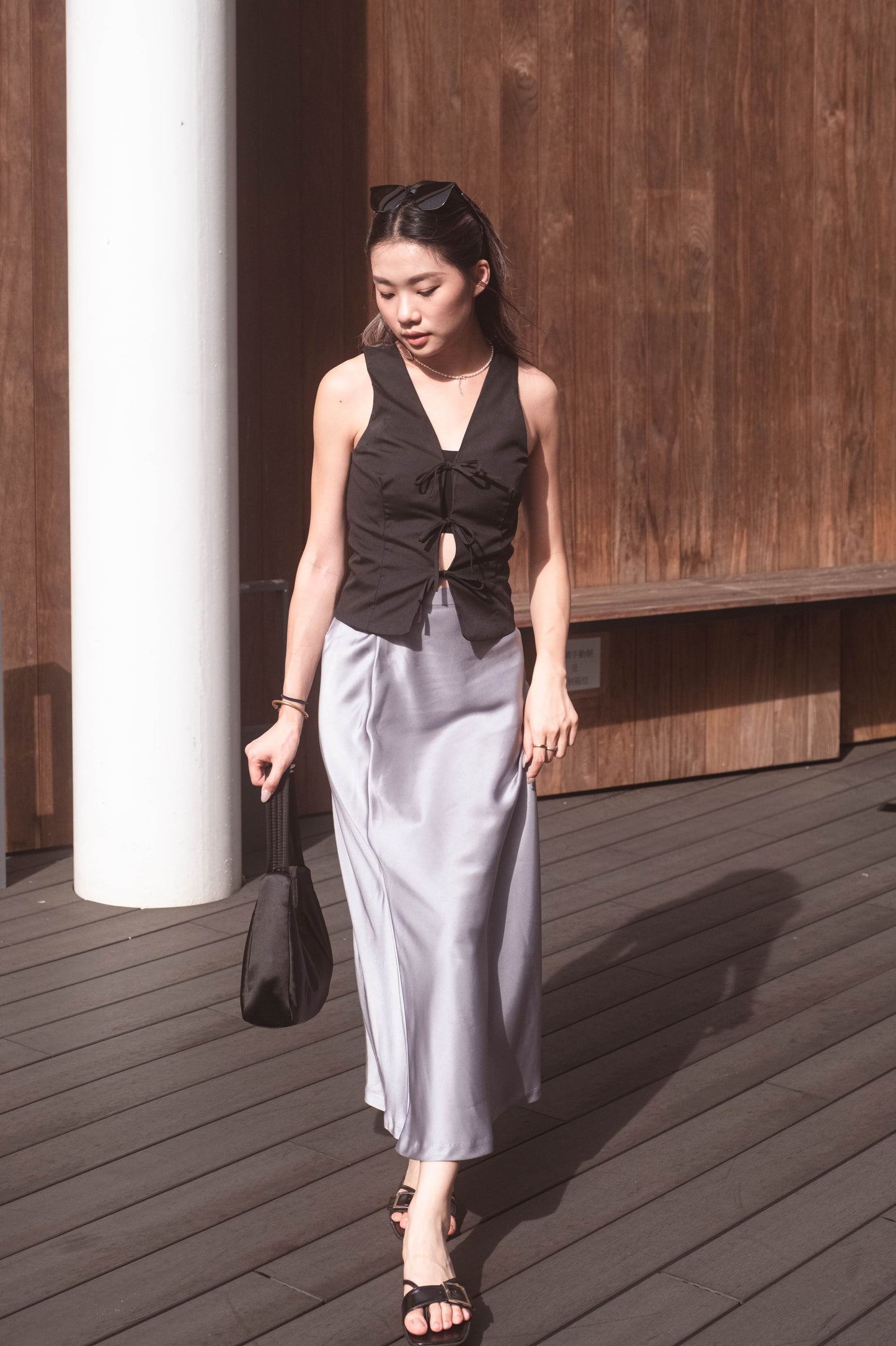 [ 新色加入 ! 絲質長裙 灰姑娘淺灰藍] Mermaid Silky Midi Skirt - Blue