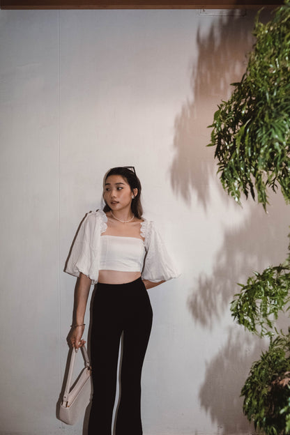 [ 閉眼入手系列! 多種着法~ 棉麻泡泡袖 top ] Cinnamoroll Cloudy Off-shoulder Top - White