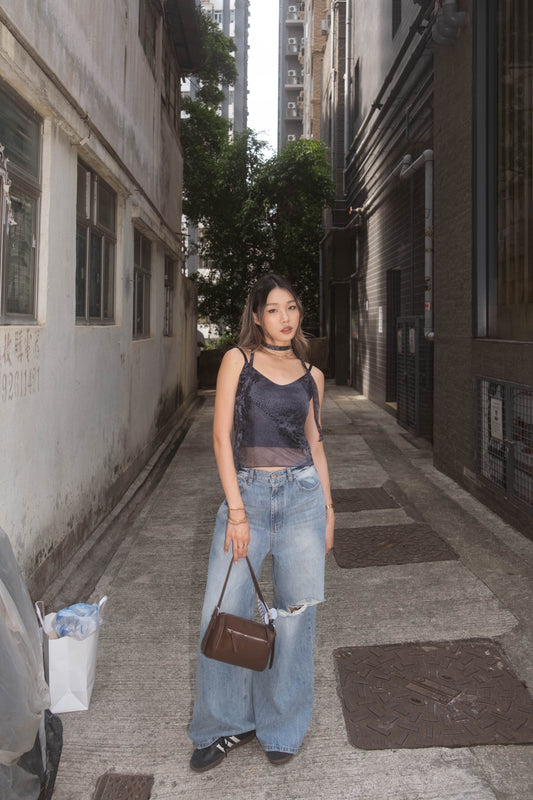 [ 🆕 極力推介!‧ ₊˚🎧⊹♡ 鬆弛感型爆直筒爛牛] Laid-back Ripped Jeans Straight