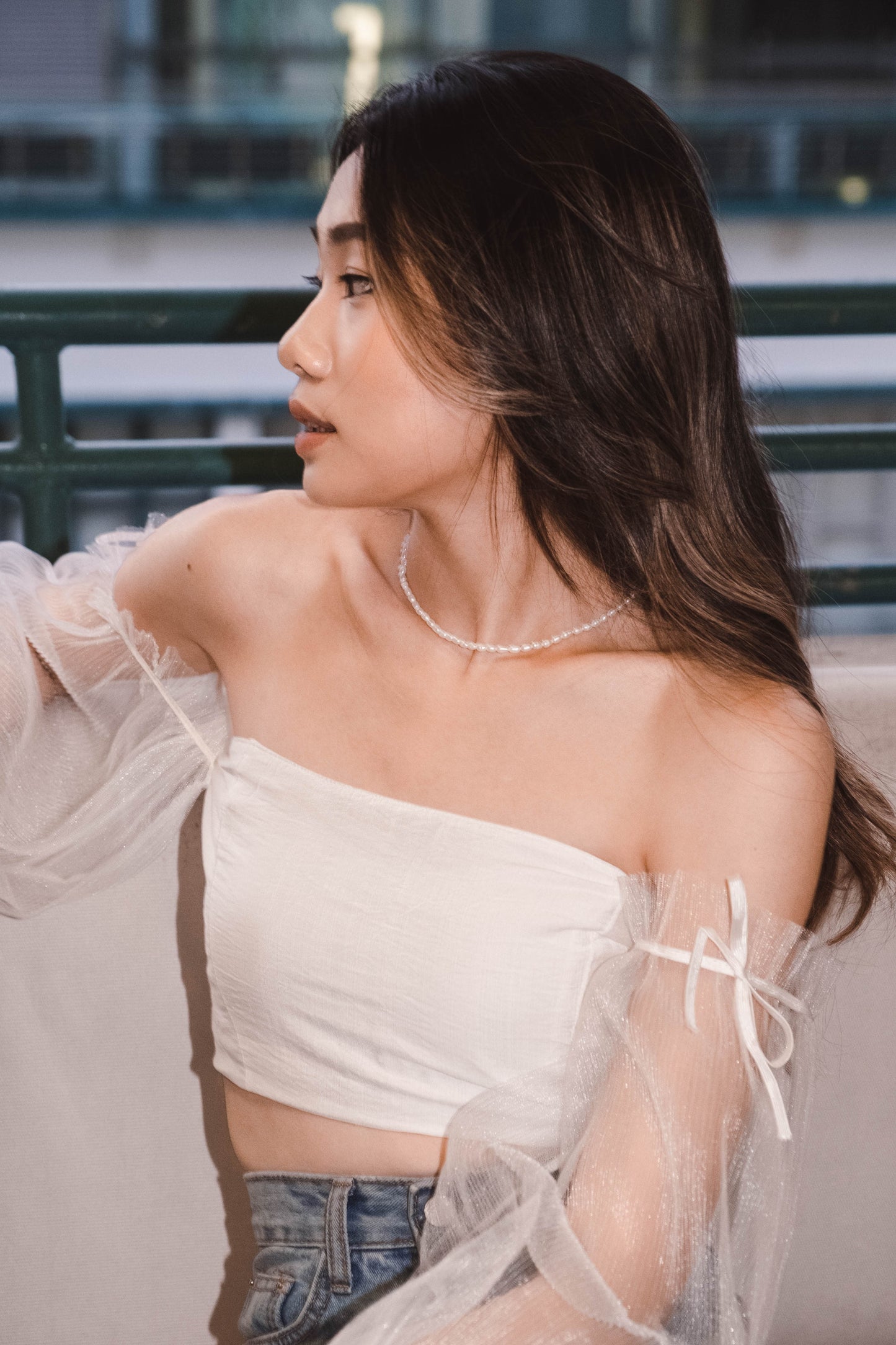 [ 太美了! 高貴紗䄂一字膊 ] Swan Lake Off-shoulder Top - White