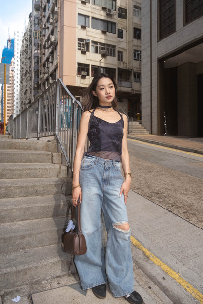 [ 🆕 極力推介!‧ ₊˚🎧⊹♡ 鬆弛感型爆直筒爛牛] Laid-back Ripped Jeans Straight