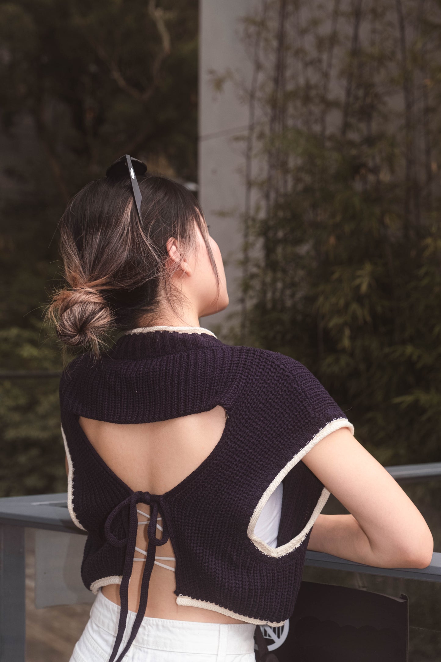 [ 基礎 Old Money 大露背~ 粗針織 ] Open Back Knit Top