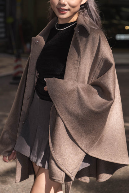 [高質之最! 美麗諾羊毛斗篷外套] Merino Wool Cape Coat - 2 colours