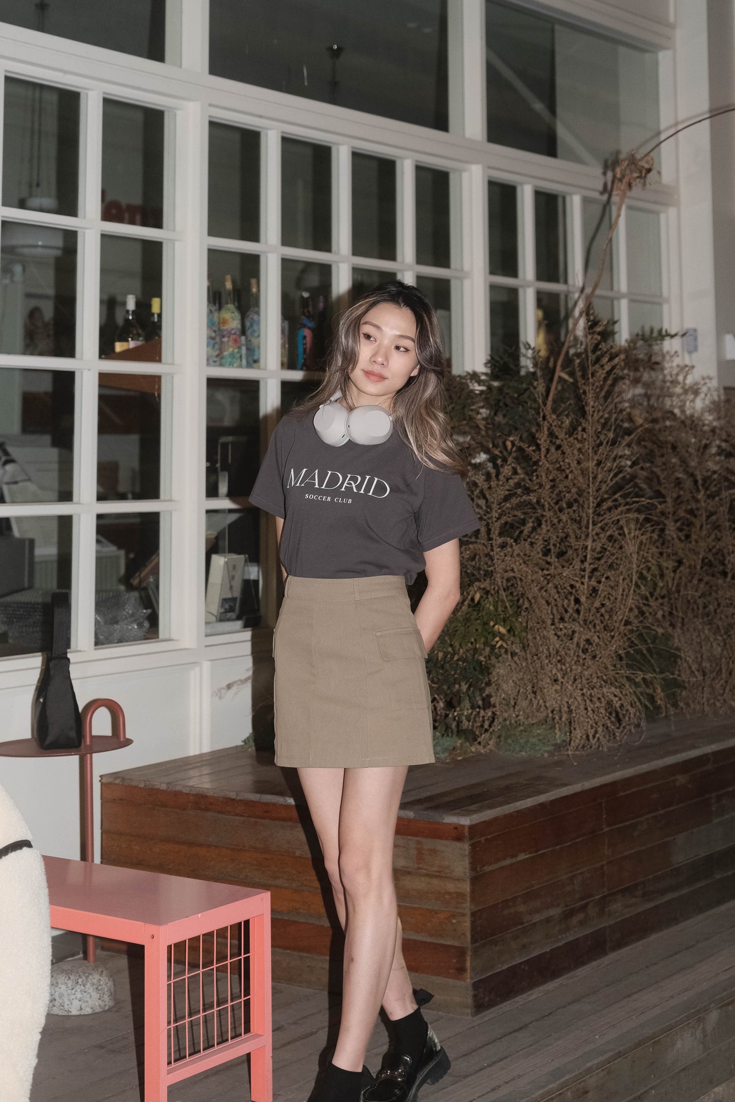 [ 韓國連線 🇰🇷 簡約A字工裝短裙仔~ ] Cargo straight skirt - Khaki