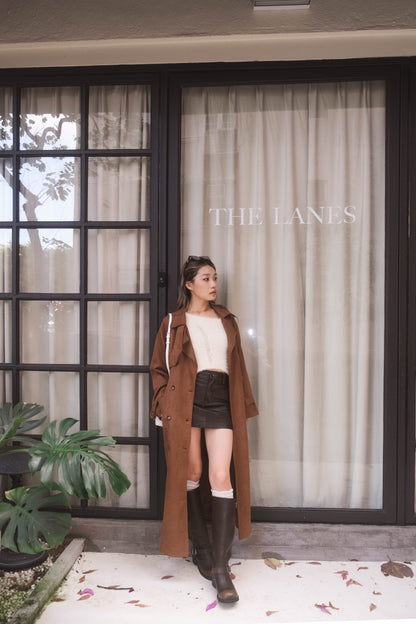 [ 歐美女生必備! 仿麂皮長褸 ] Kinda Faux Suede Trench Coat