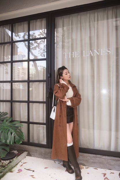 [ 歐美女生必備! 仿麂皮長褸 ] Kinda Faux Suede Trench Coat