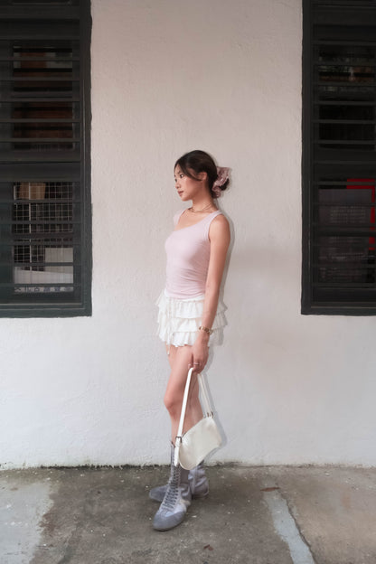 Asymmetric Cutout Ribbed Tank (with pads) - 3 colours