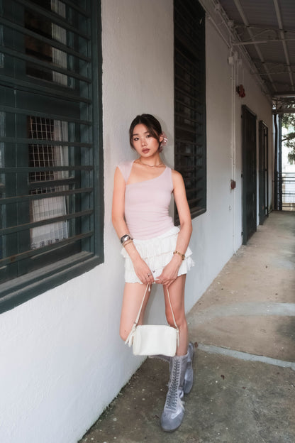 Asymmetric Cutout Ribbed Tank (with pads) - 3 colours