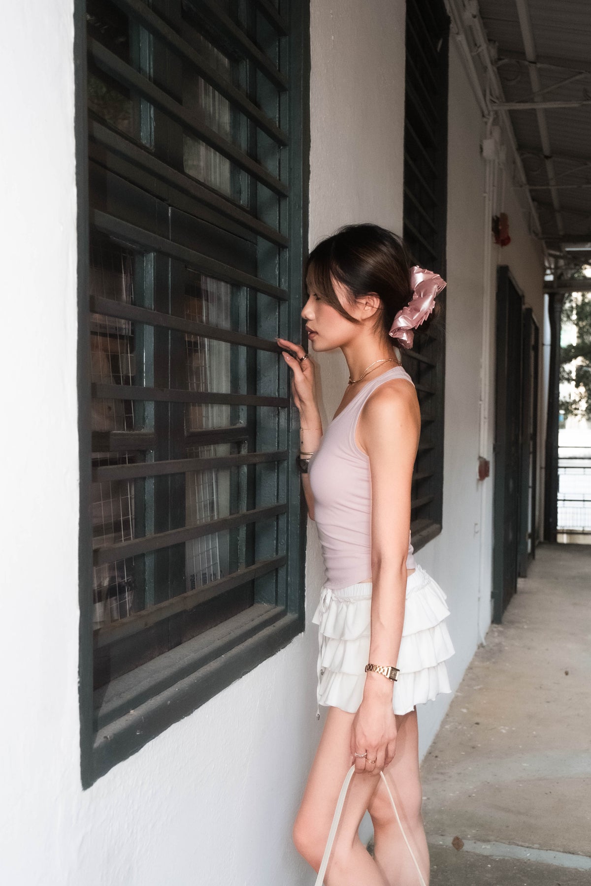 Asymmetric Cutout Ribbed Tank (with pads) - 3 colours