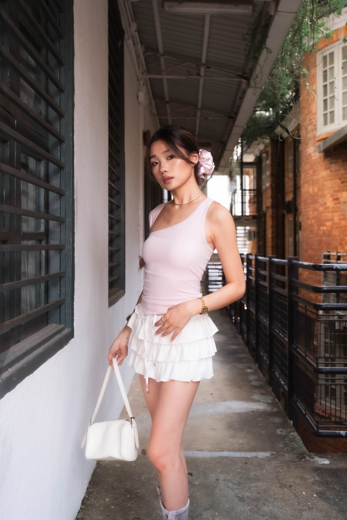 Asymmetric Cutout Ribbed Tank (with pads) - 3 colours