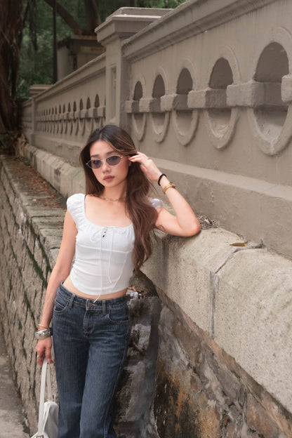 🆕 Eyelet Lace Milkmaid Corset Top