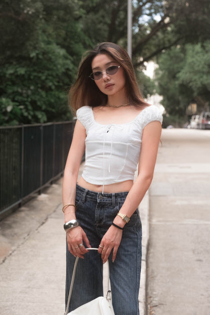 🆕 Eyelet Lace Milkmaid Corset Top