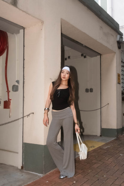 Foldover Waistband Flare Pants - 4 colours