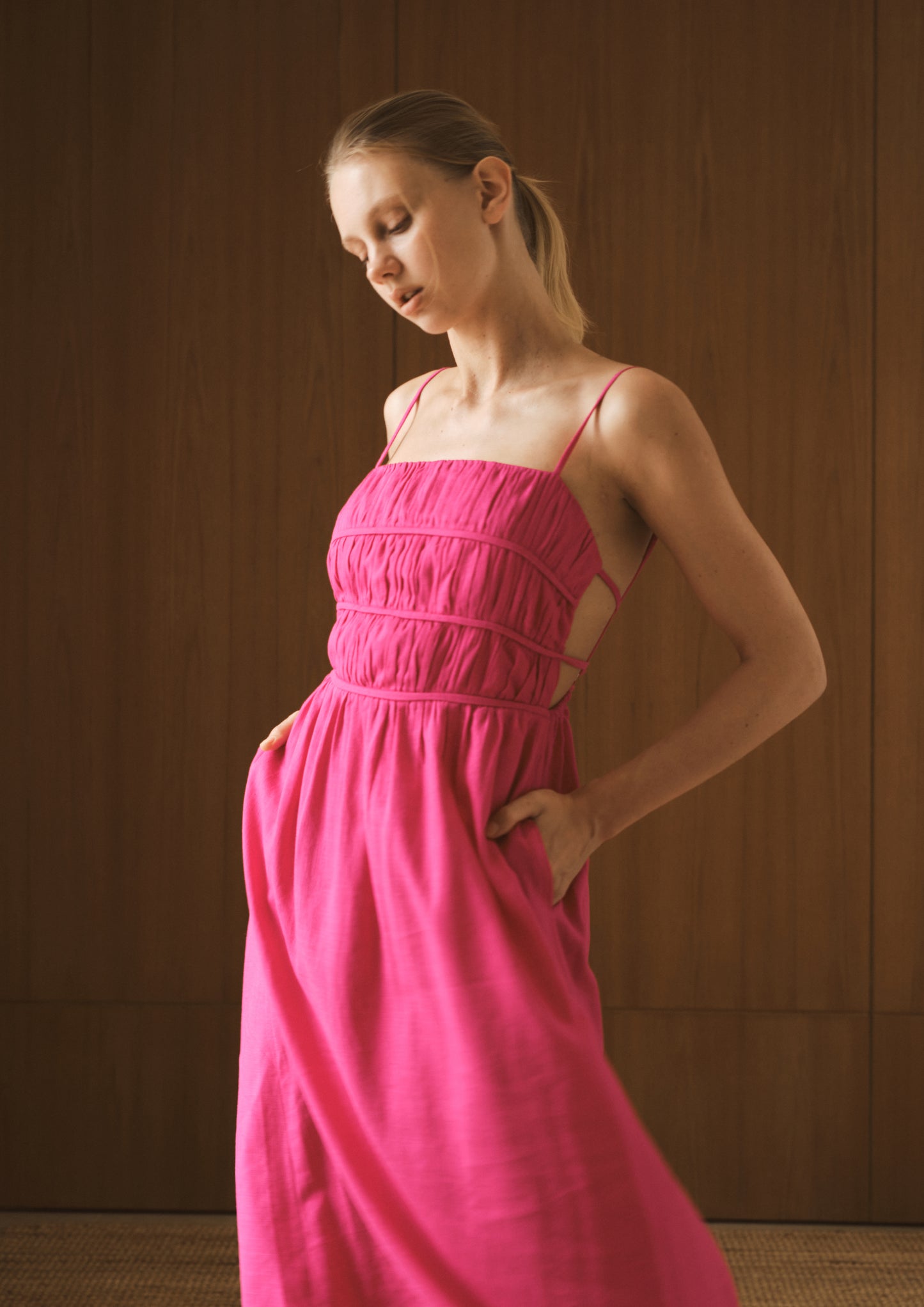 Sofia Linen Dress - Pink