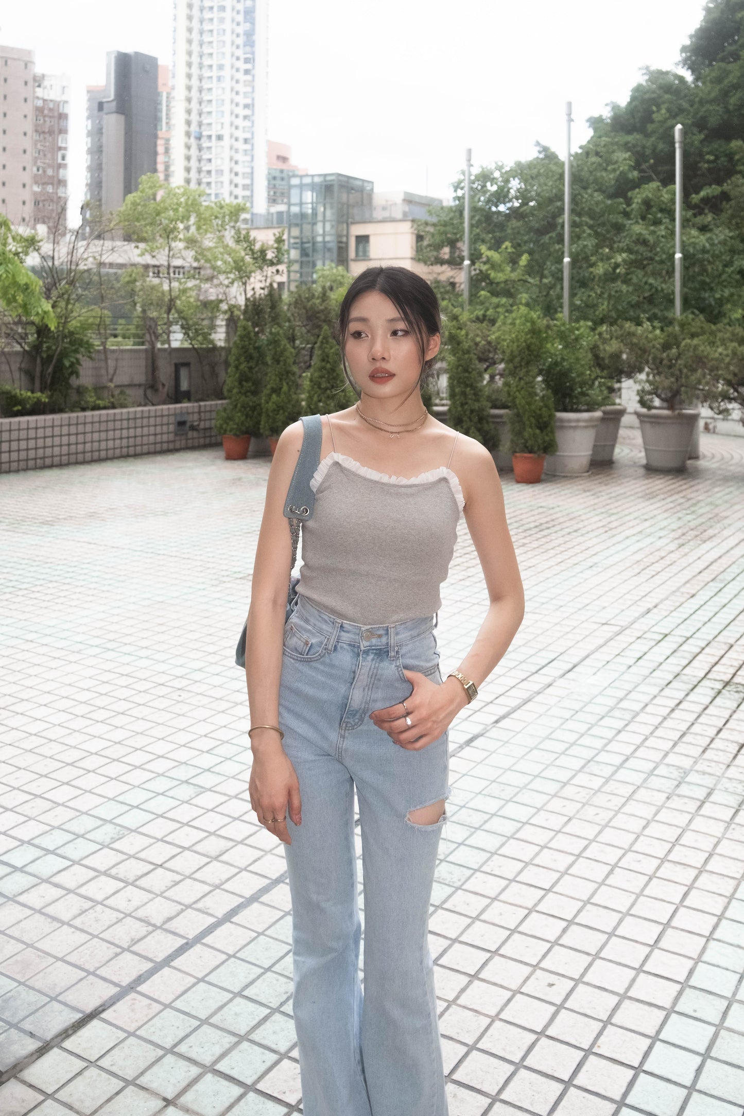 [ 小細節取勝!透視皺褶邊 padded top ] Sheer Ruffle Padded Cami - 4 colours