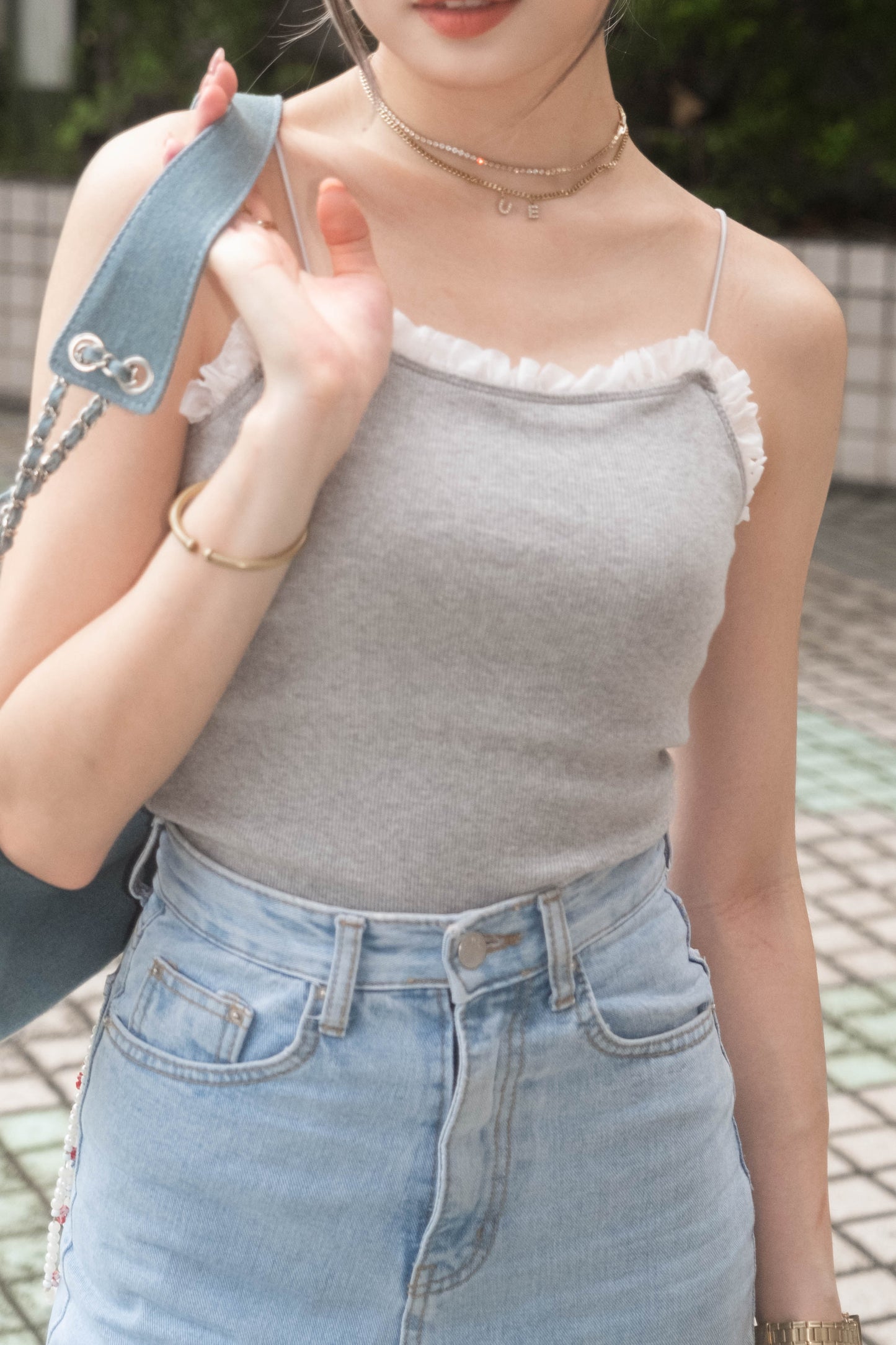 [ 小細節取勝!透視皺褶邊 padded top ] Sheer Ruffle Padded Cami - 4 colours