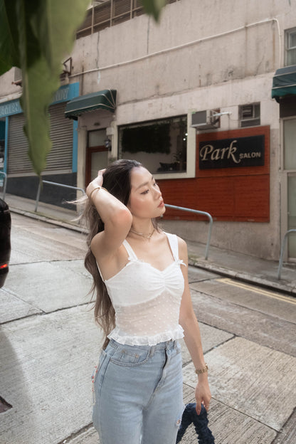 [ 小性感透時 girly top ] Fairy Dot Lace Top