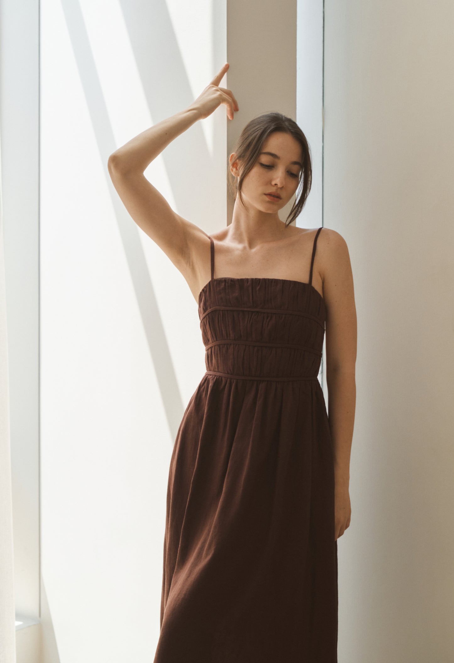 Sofia Linen Dress - Brown