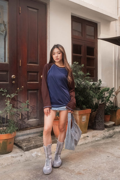 Contrast Stitch Raglan Long Sleeve - 4 colours