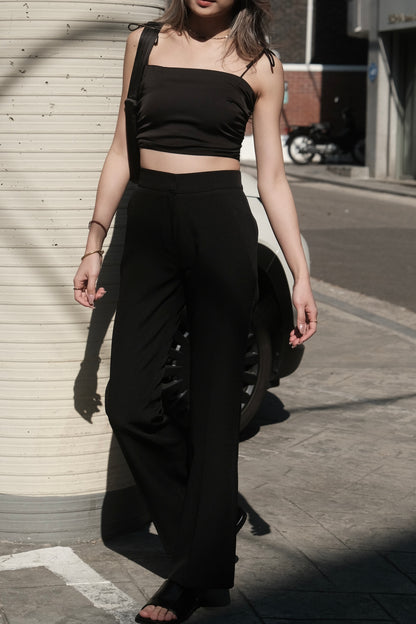 [ 韓國連線 🇰🇷 直腿瘦腿 easy get! 超神剪裁涼感西褲 ] Coffee Chat High-waist Slacks Straight - 2 colours