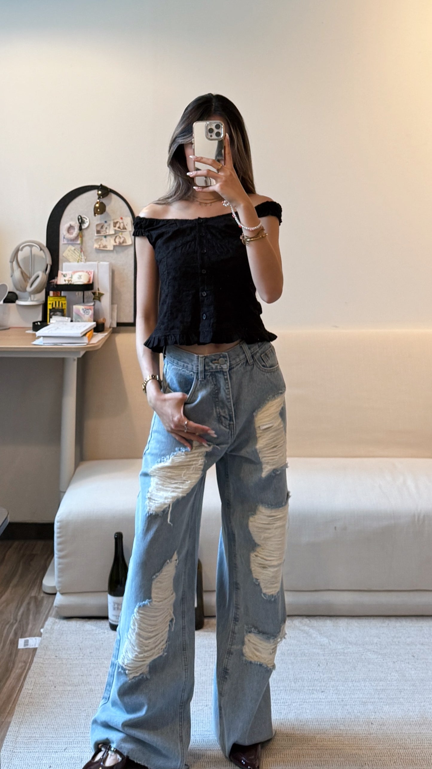 [ 🆕 夏日熱推款 🎀ྀིྀི ⋆｡‧˚ʚ🧸ɞ˚‧｡⋆甜辣暗花兩著 top ] Aura Two-way Top - 2 colours