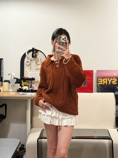 [ 🆕 簡單不出錯~! 綁帶寬鬆冷衫～] To Go Tie Up Knit Sweater - 3 colours