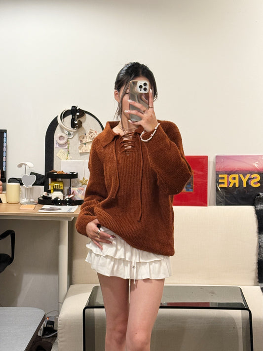 [ 🆕 簡單不出錯~! 綁帶寬鬆冷衫～] To Go Tie Up Knit Sweater - 3 colours