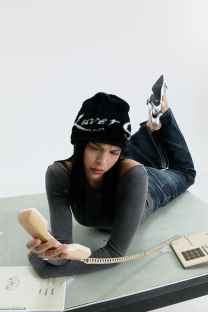 Luv Dept / ‘LUVER GIRL’ Fluffy Beanie - Black