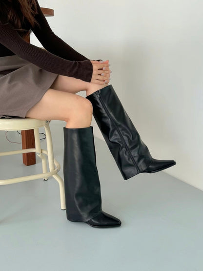 [ 今季流行 item ! 襪套款長 boots ] Funky Fold-Over Boots - 2 colours