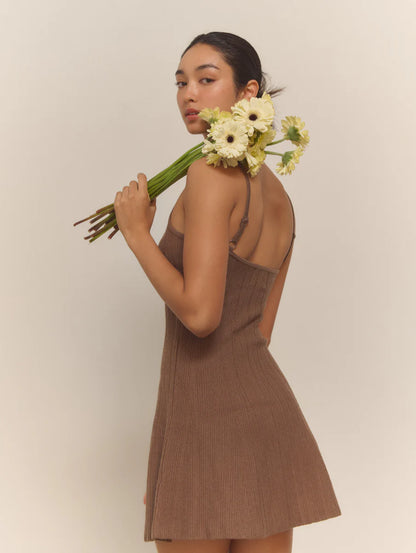 [ Premium ⚜️ ] Jade Mini Dress - Brown