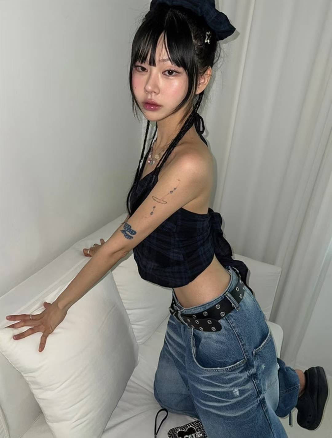 [ 新品優惠 🆕 個性不撞款 復古甜辣格仔吊帶 ] Checked Vintage Top (free scrunchie!) - 2 colours
