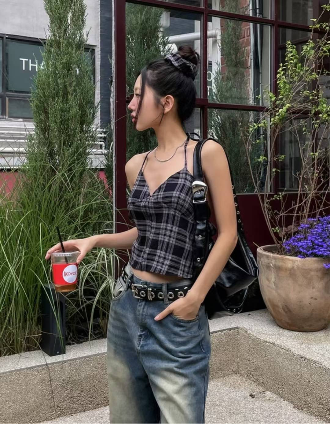[ 新品優惠 🆕 個性不撞款 復古甜辣格仔吊帶 ] Checked Vintage Top (free scrunchie!) - 2 colours