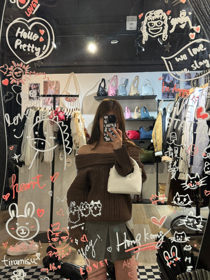 [ 新色到 ! 歐美甜美造型必備! ] Oversized Off-shoulder Chunky Sweater - 3 colours