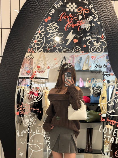 [ 新色到 ! 歐美甜美造型必備! ] Oversized Off-shoulder Chunky Sweater - 3 colours