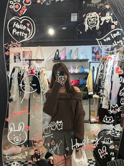 [ 新色到 ! 歐美甜美造型必備! ] Oversized Off-shoulder Chunky Sweater - 3 colours