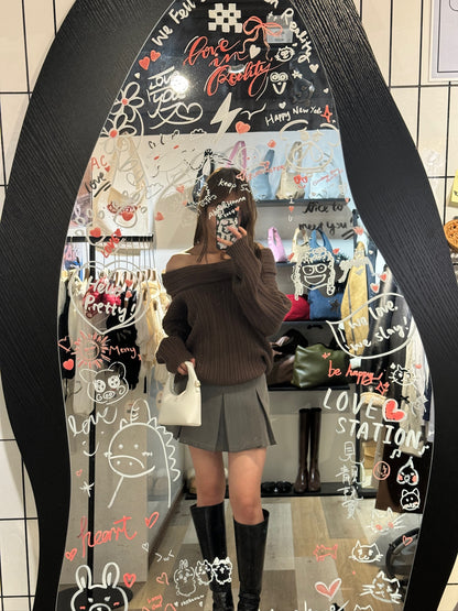 [ 新色到 ! 歐美甜美造型必備! ] Oversized Off-shoulder Chunky Sweater - 3 colours