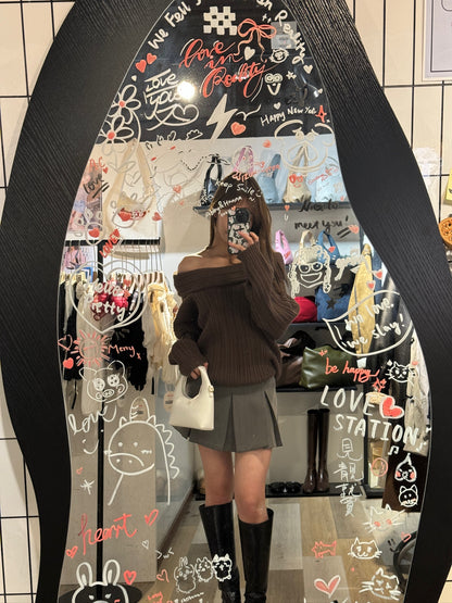 [ 新色到 ! 歐美甜美造型必備! ] Oversized Off-shoulder Chunky Sweater - 3 colours