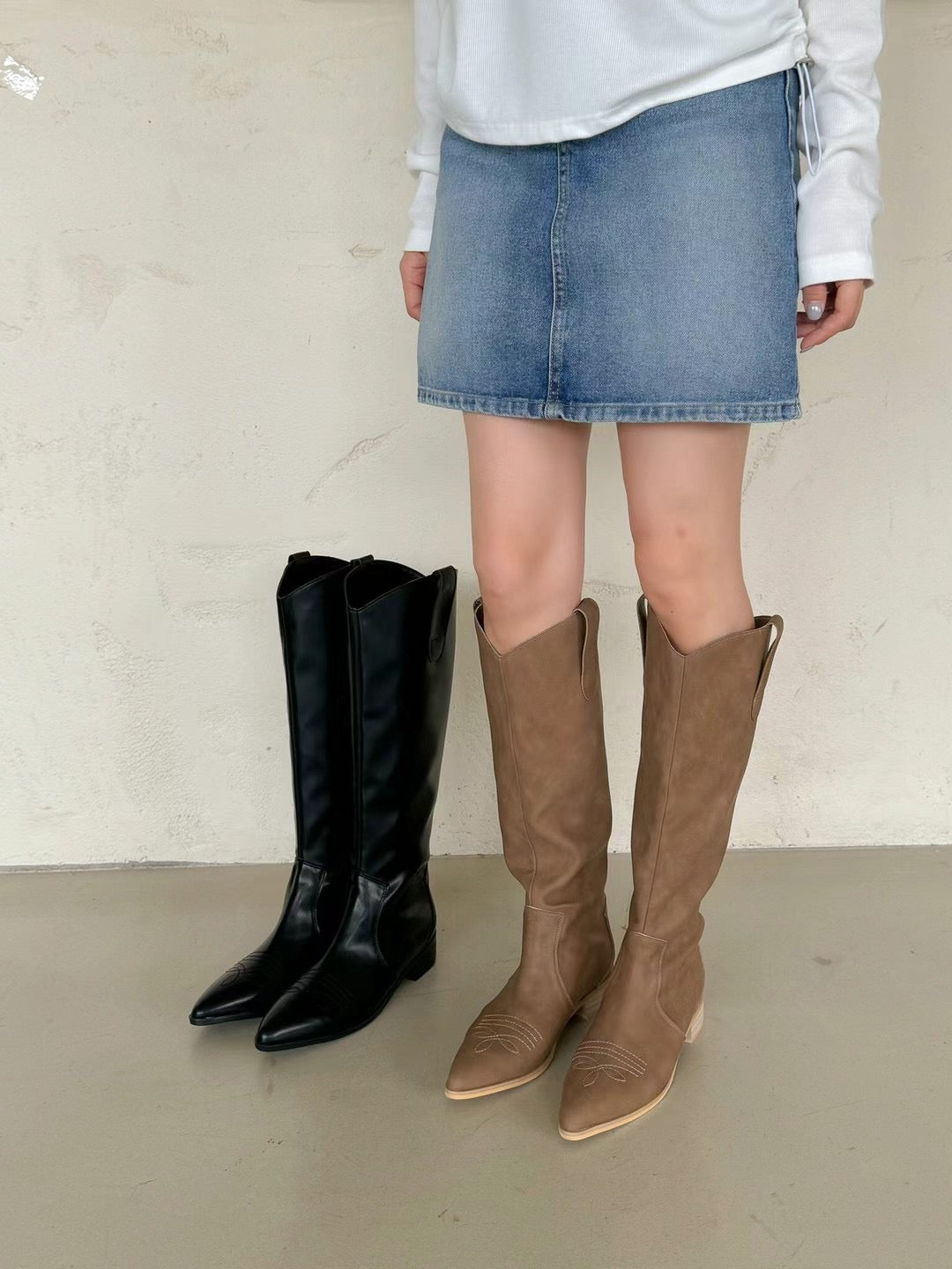 [ DAY 7 新品 - 型格尖頭牛仔長靴 ] Cow Boy Boots - 2 colours