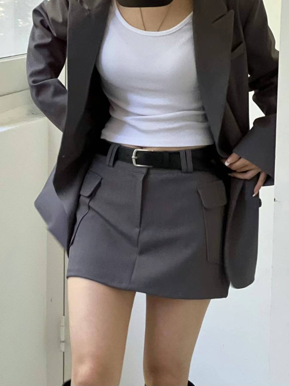 [ 實用item! 西裝短裙 ] Cargo Mini Shirt Skirt