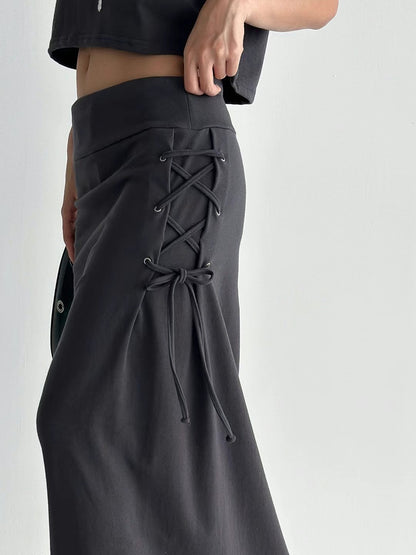 [ 簡約又有細節位的長裙 ] Tie Up Maxi Skirt - 2 colours