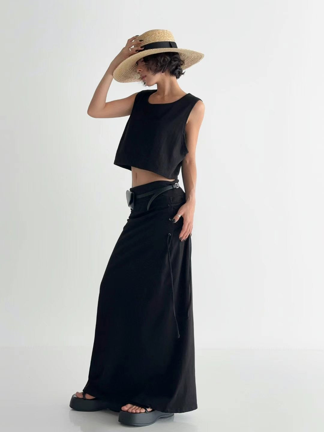 [ 簡約又有細節位的長裙 ] Tie Up Maxi Skirt - 2 colours