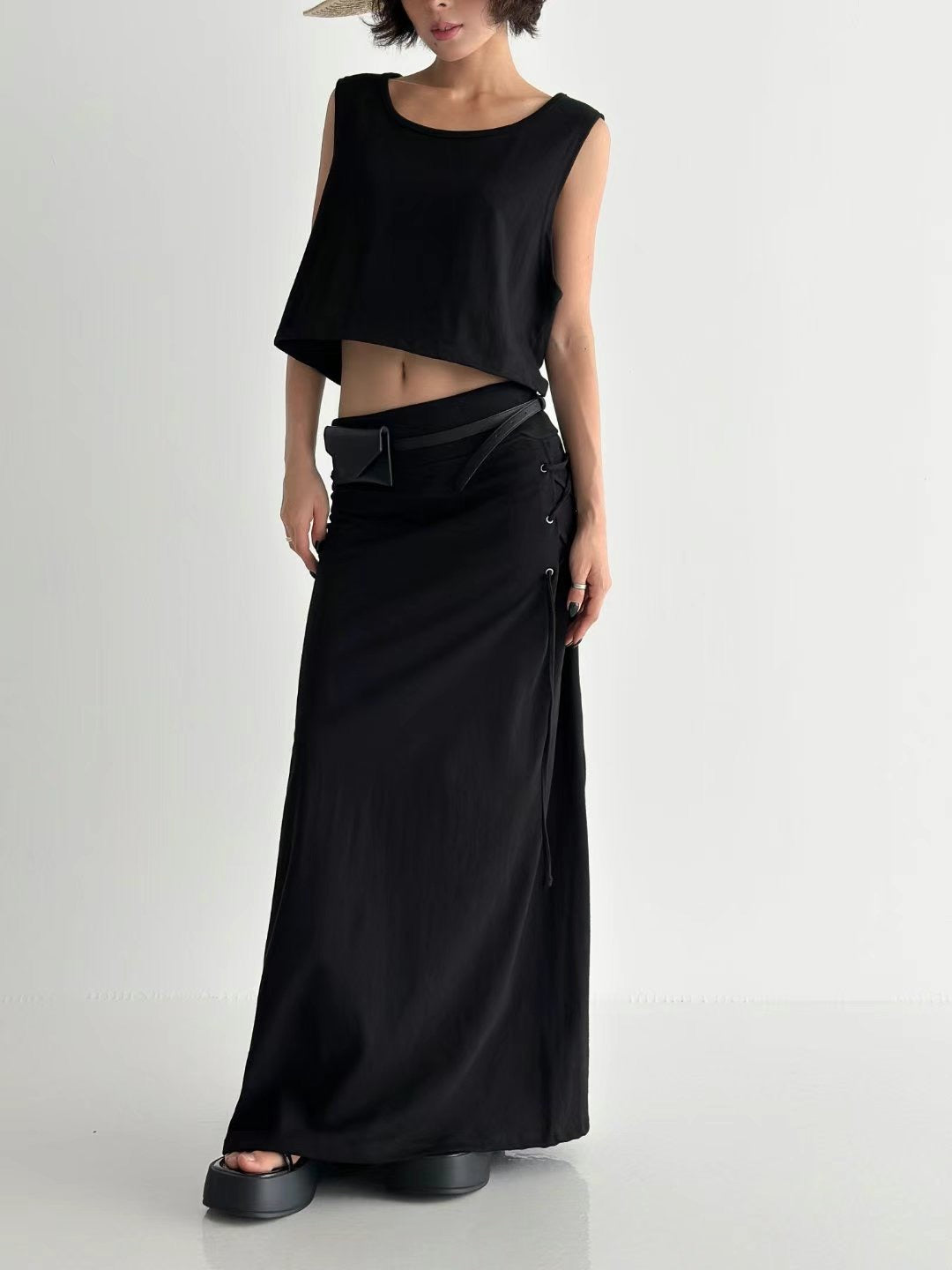 [ 簡約又有細節位的長裙 ] Tie Up Maxi Skirt - 2 colours