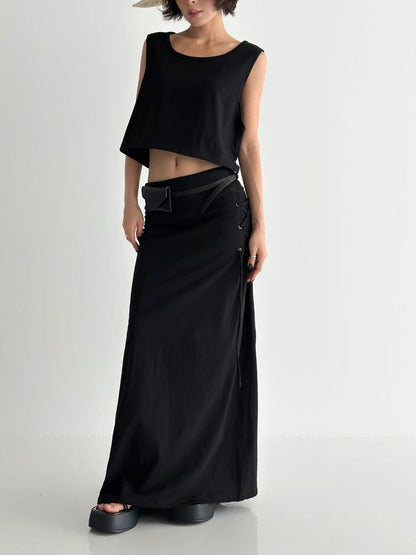 [ 簡約又有細節位的長裙 ] Tie Up Maxi Skirt - 2 colours
