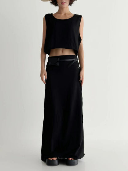 [ 簡約又有細節位的長裙 ] Tie Up Maxi Skirt - 2 colours