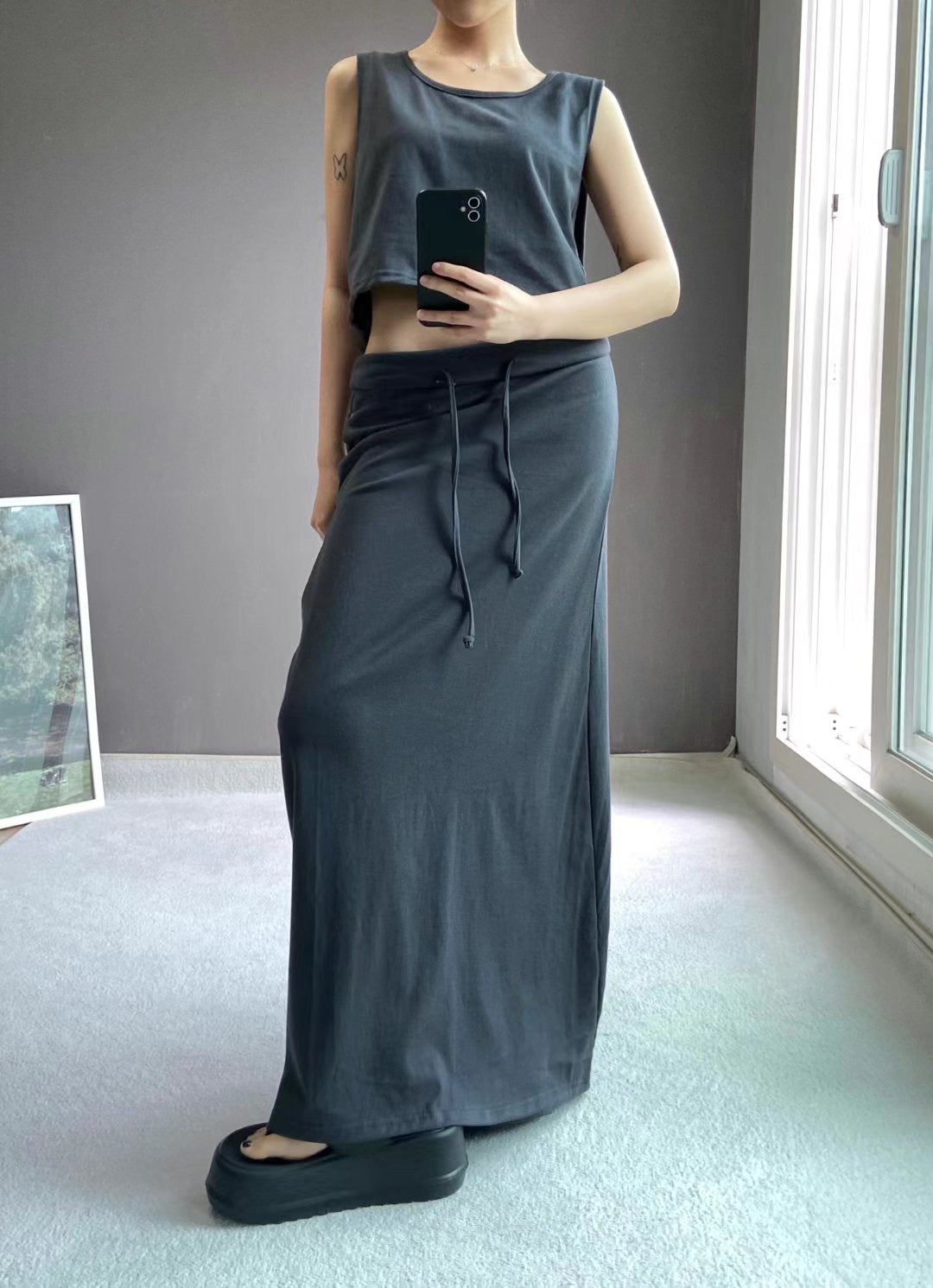 [ 簡約又有細節位的長裙 ] Tie Up Maxi Skirt - 2 colours
