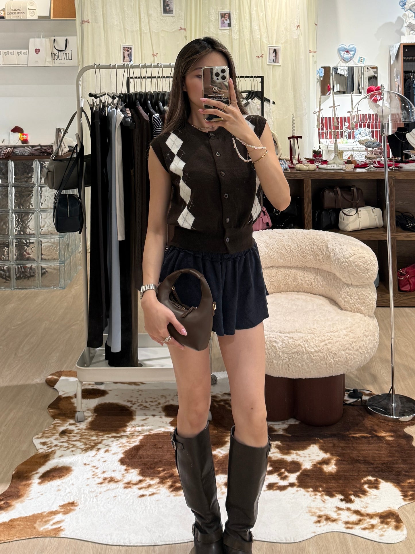 🆕Blair Argyle Knit Vest Cardigan  - 1 colours
