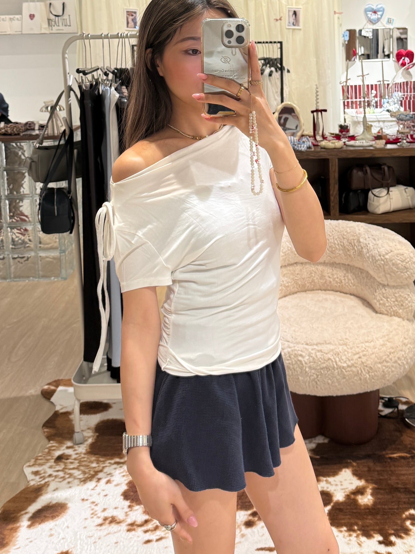 🆕 Ruched Off-Shoulder Tie Top - 2 colours