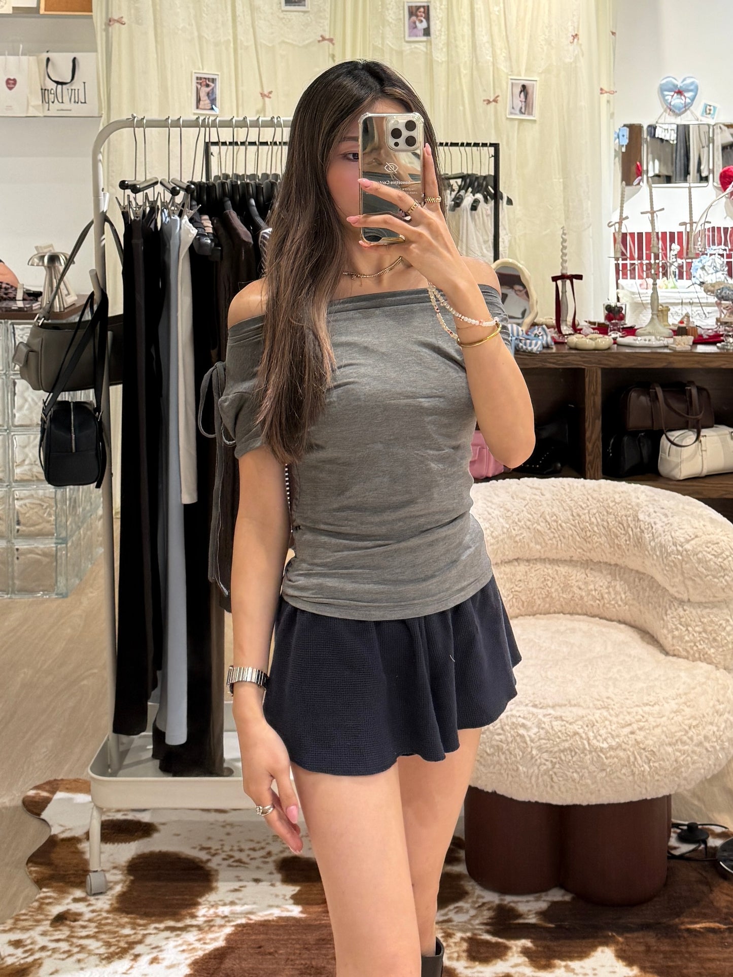 🆕 Ruched Off-Shoulder Tie Top - 2 colours