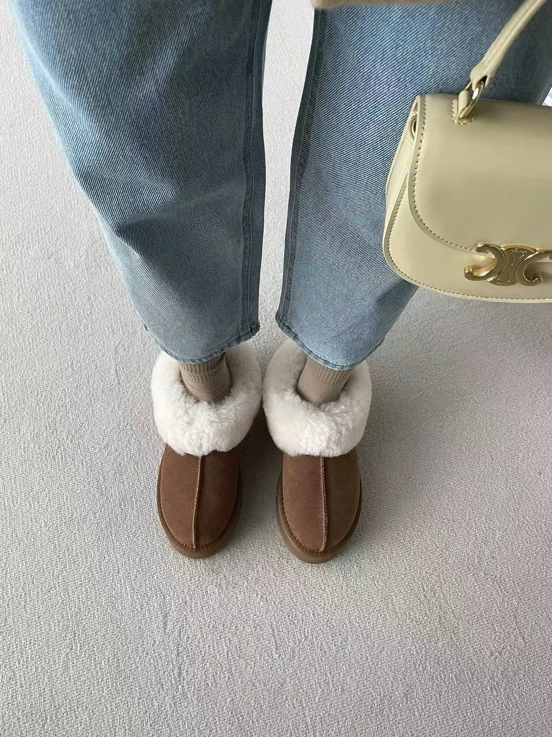 [ 今年必備! 毛毛厚底鞋 ] Mo Mo Fluffy Winter Platform Slipper - 3 colours